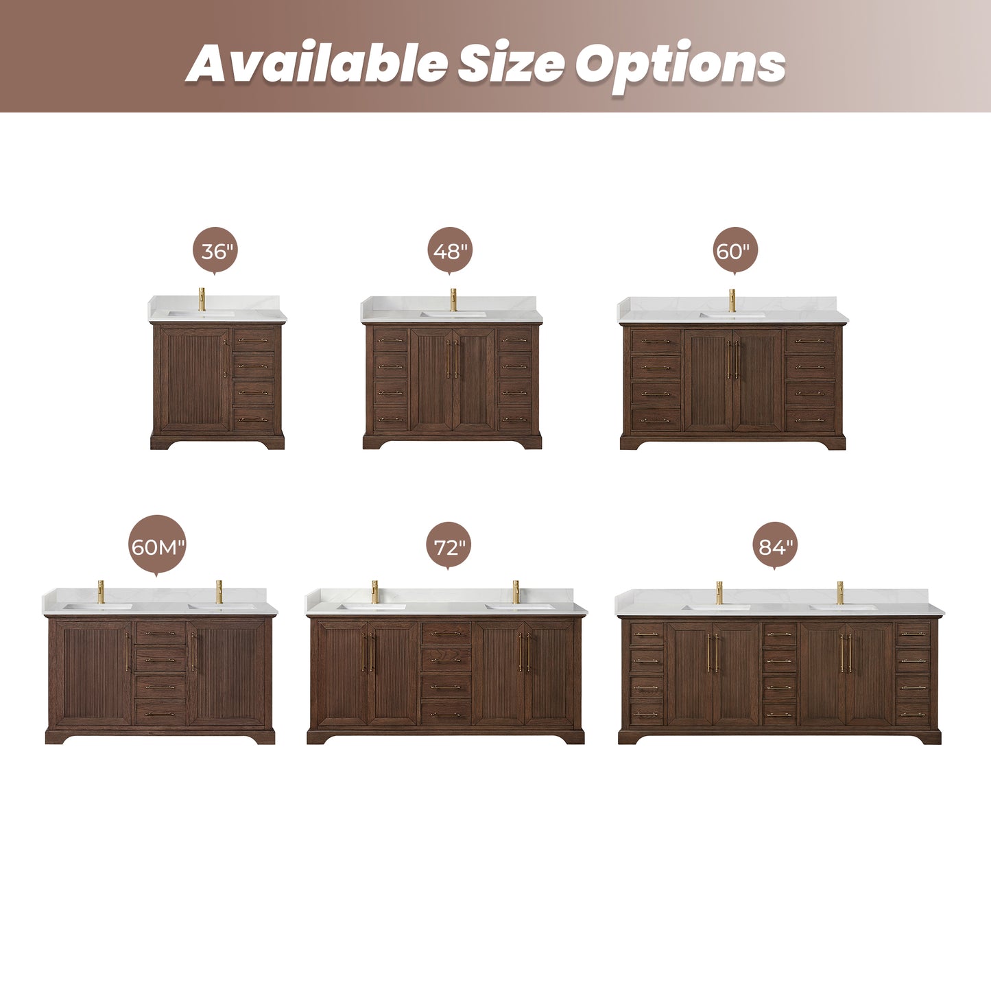 Tokyo 84" Freestanding Double Bath Vanity in Aged Dark Brown Oak with Silk White Quartz Stone Top