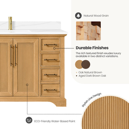 Tokyo 84" Double Bath Vanity in Oak Natural Brown