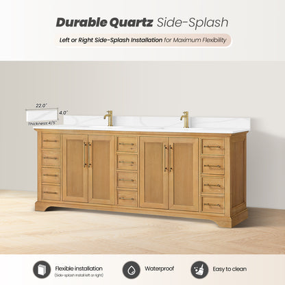 Tokyo 84" Double Bath Vanity in Oak Natural Brown