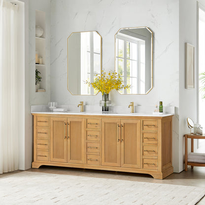 Tokyo 84" Double Bath Vanity in Oak Natural Brown
