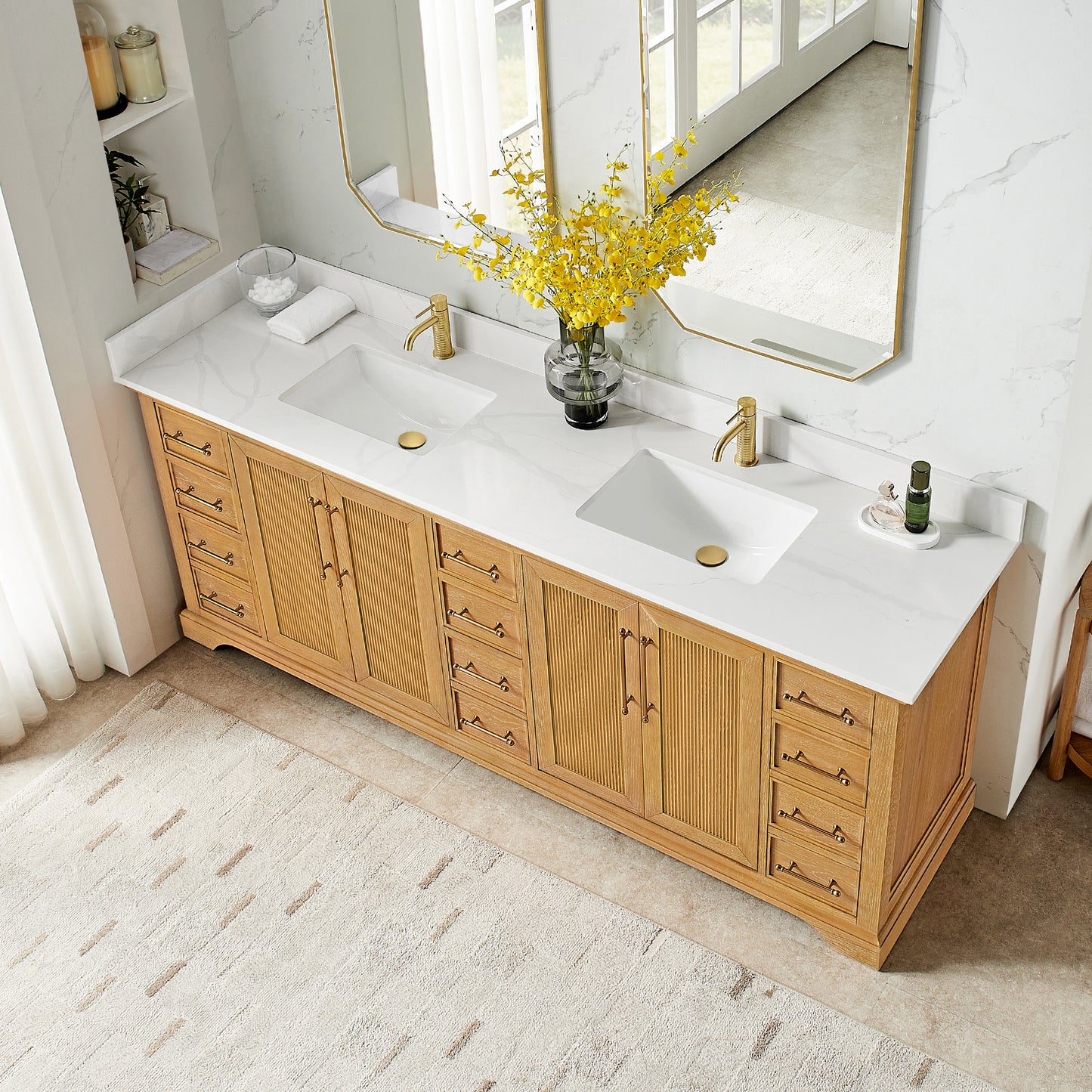 Tokyo 84" Double Bath Vanity in Oak Natural Brown
