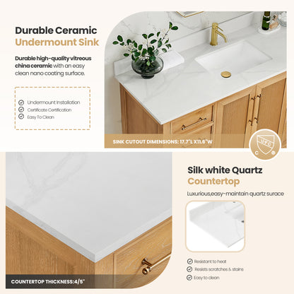 Tokyo 84" Double Bath Vanity in Oak Natural Brown