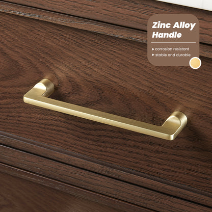 Jakarta 36" Freestanding Single Bath Vanity in Aged Dark Brown Oak with Silk White Quartz Stone Top