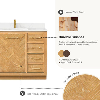 Jakarta 36" Freestanding Single Bath Vanity in Oak Natural Brown