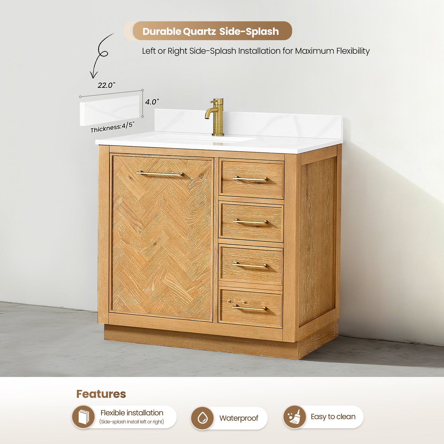 Jakarta 36" Freestanding Single Bath Vanity in Oak Natural Brown
