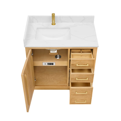 Jakarta 36" Freestanding Single Bath Vanity in Oak Natural Brown