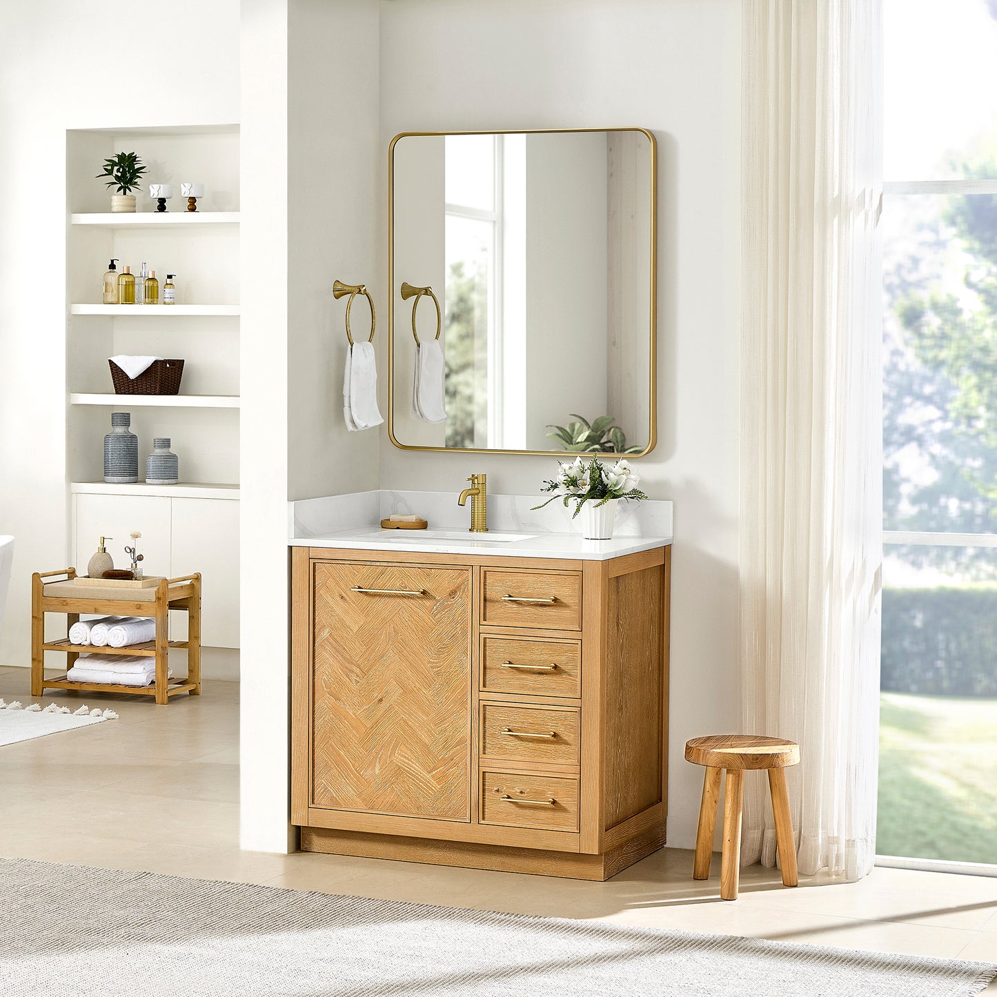 Jakarta 36" Freestanding Single Bath Vanity in Oak Natural Brown