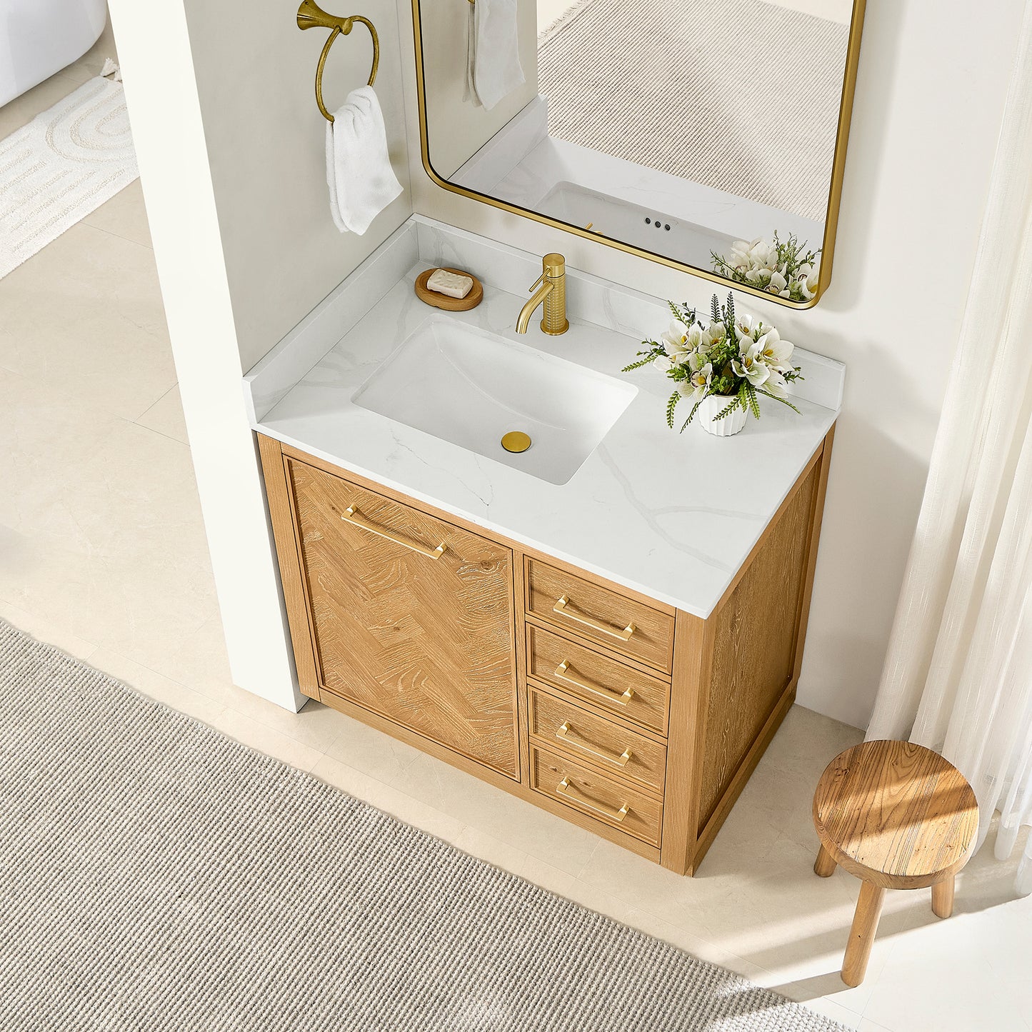 Jakarta 36" Freestanding Single Bath Vanity in Oak Natural Brown