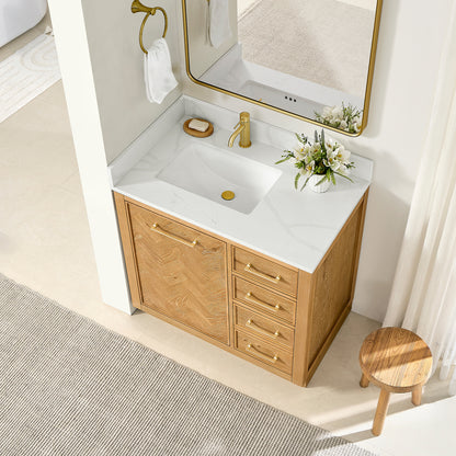 Jakarta 36" Freestanding Single Bath Vanity in Oak Natural Brown