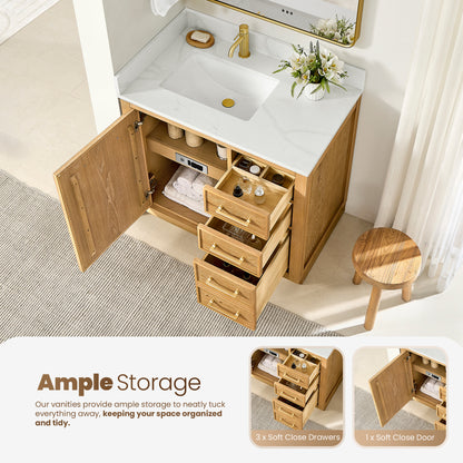 Jakarta 36" Freestanding Single Bath Vanity in Oak Natural Brown