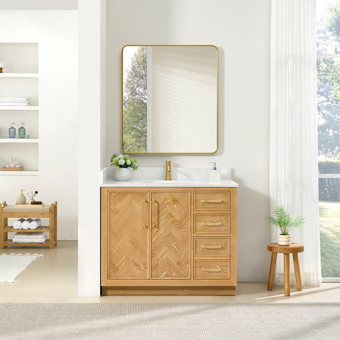 Jakarta 42" Freestanding Single Bath Vanity in Oak Natural Brown