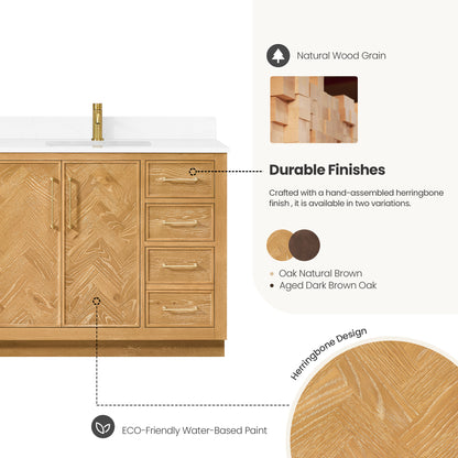 Jakarta 42" Freestanding Single Bath Vanity in Oak Natural Brown