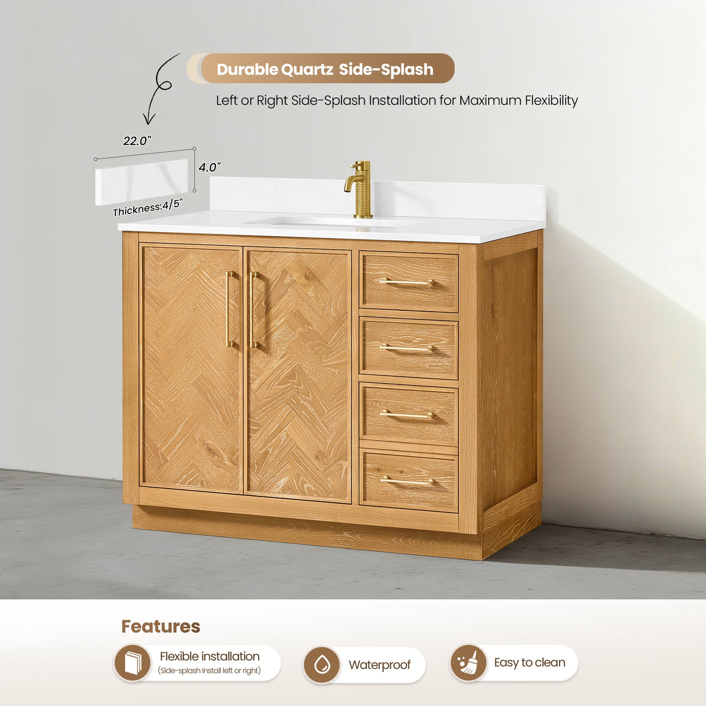 Jakarta 42" Freestanding Single Bath Vanity in Oak Natural Brown