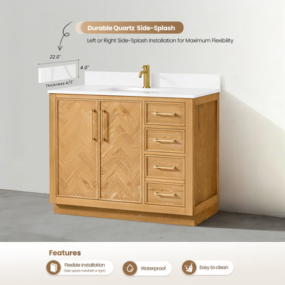 Jakarta 42" Freestanding Single Bath Vanity in Oak Natural Brown