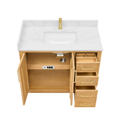 Jakarta 42" Freestanding Single Bath Vanity in Oak Natural Brown