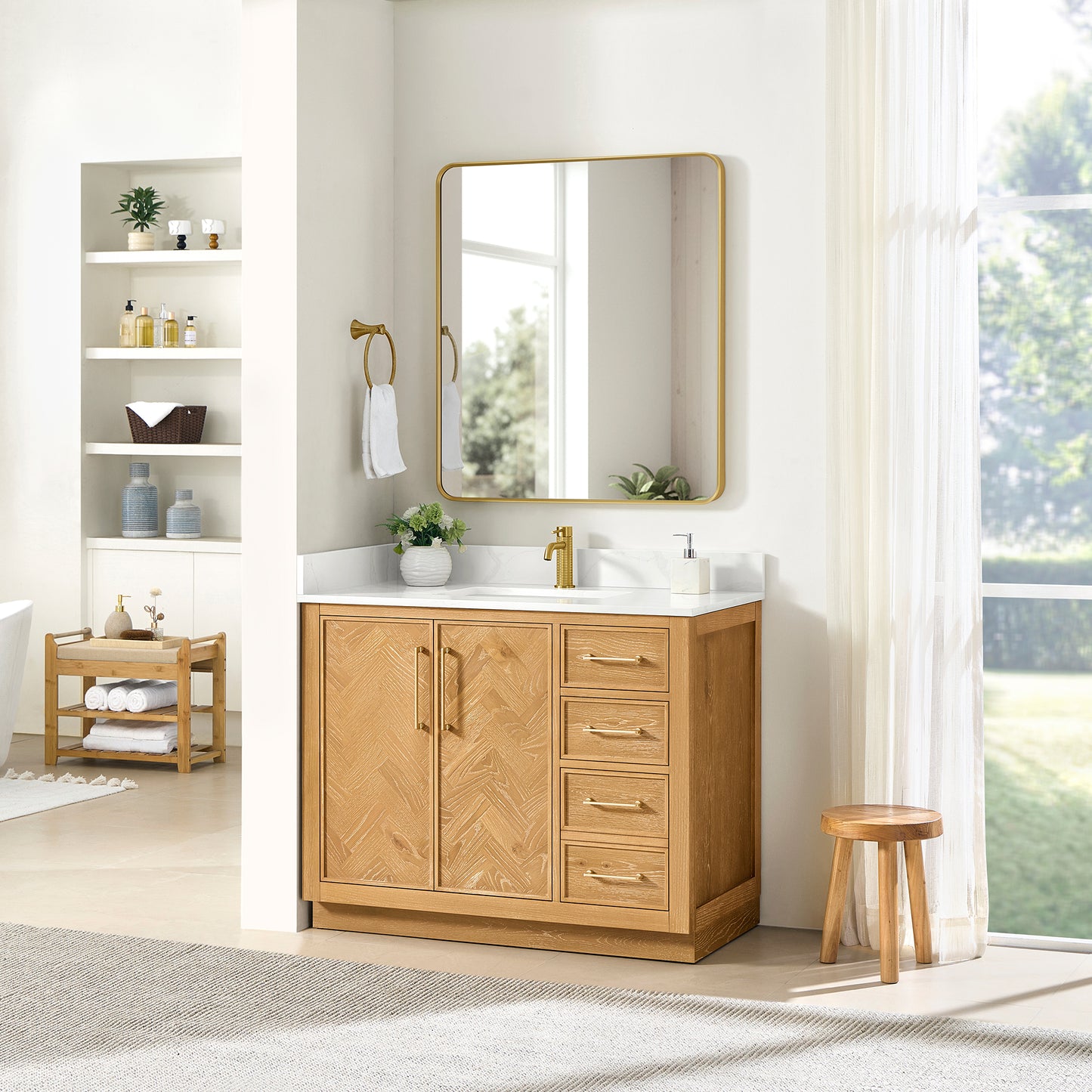 Jakarta 42" Freestanding Single Bath Vanity in Oak Natural Brown