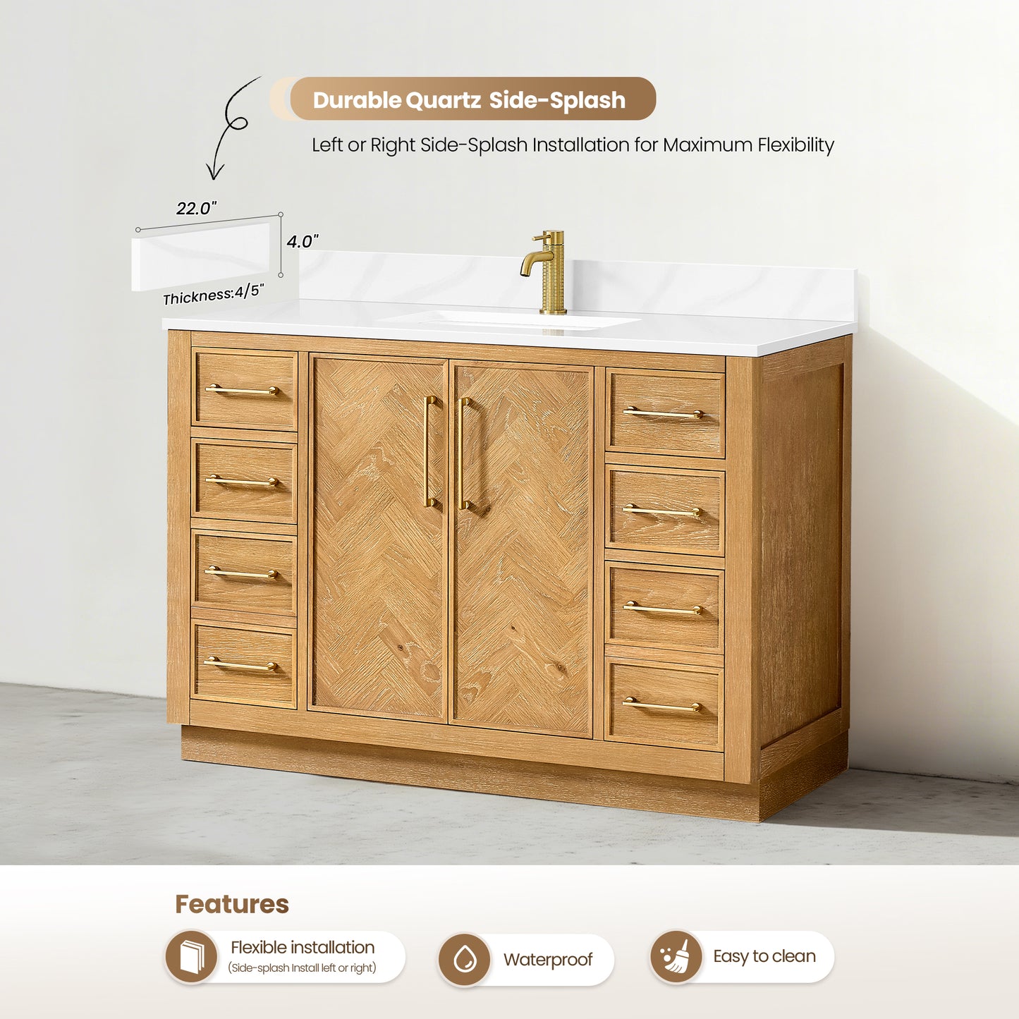 Jakarta 48" Freestanding Single Bath Vanity in Oak Natural Brown