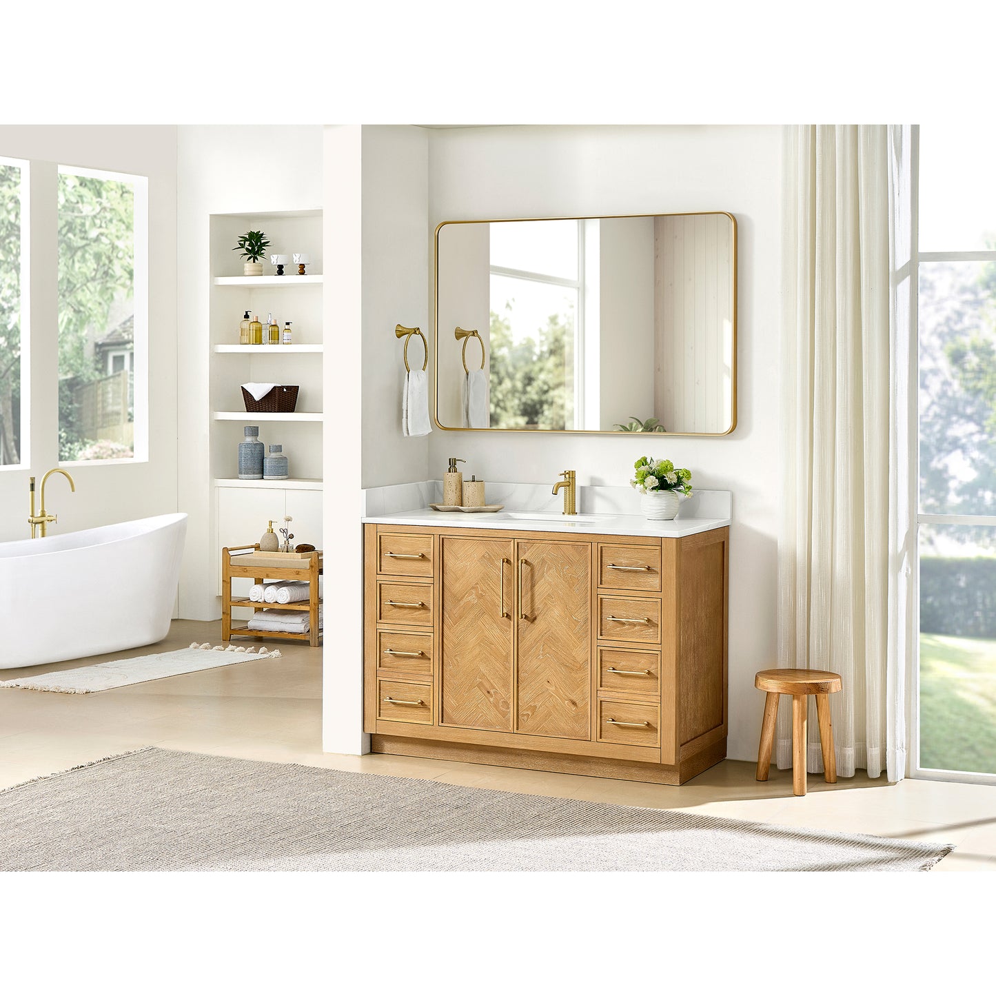 Jakarta 48" Freestanding Single Bath Vanity in Oak Natural Brown
