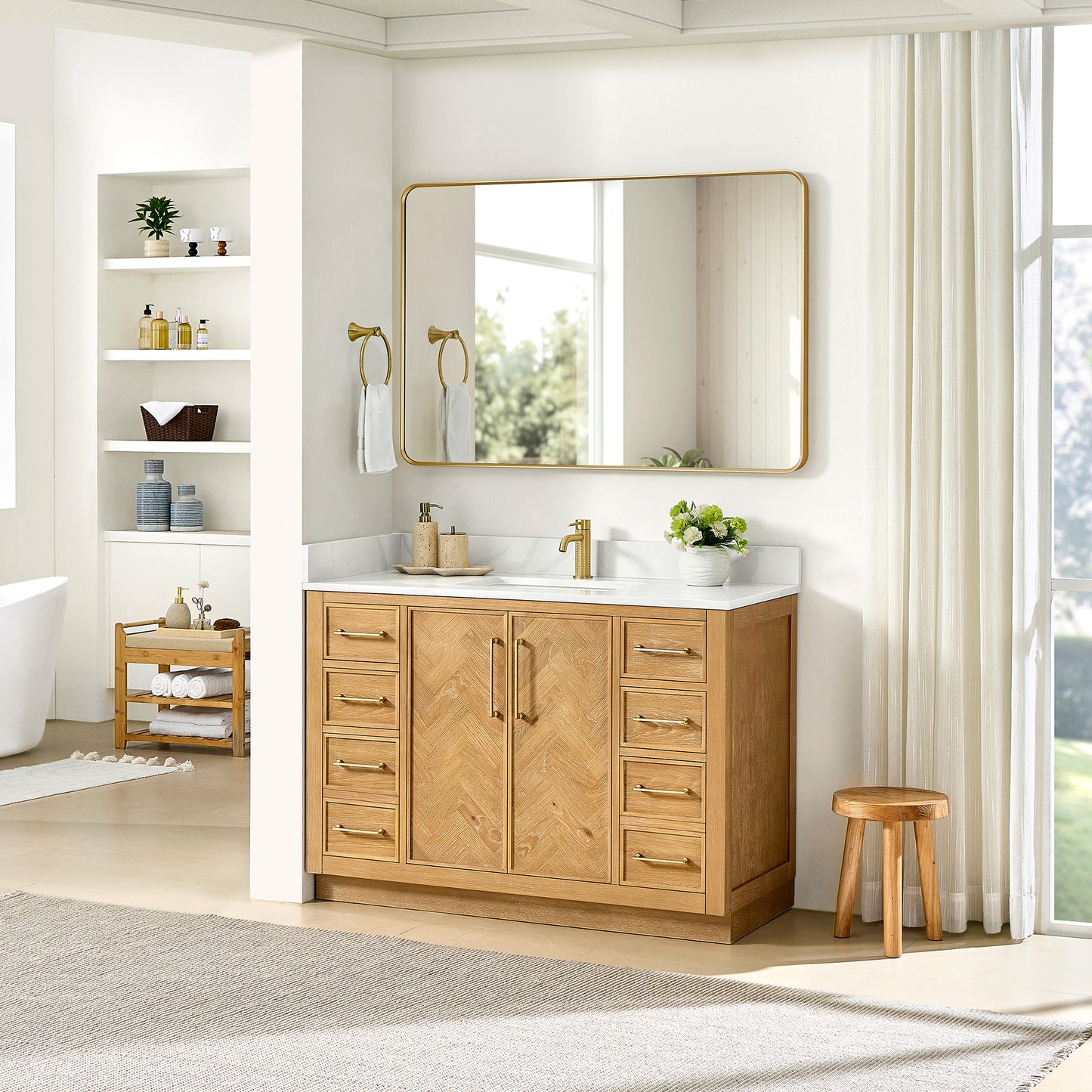 Jakarta 48" Freestanding Single Bath Vanity in Oak Natural Brown