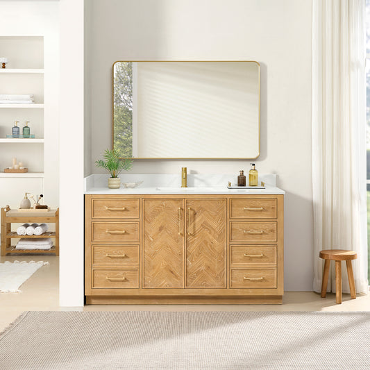 Jakarta 60" Freestanding Single Bath Vanity in Oak Natural Brown