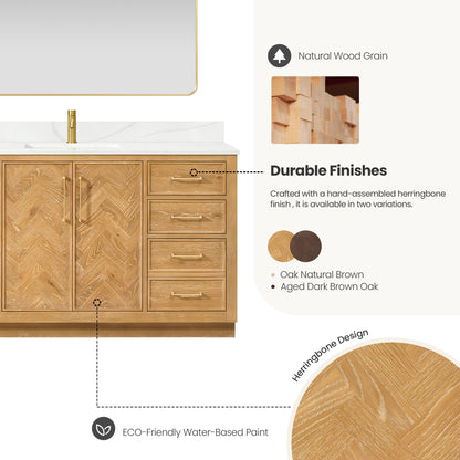 Jakarta 60" Freestanding Single Bath Vanity in Oak Natural Brown