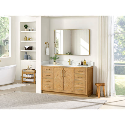 Jakarta 60" Freestanding Single Bath Vanity in Oak Natural Brown