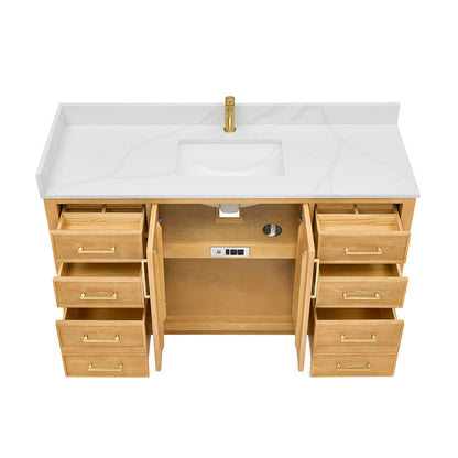 Jakarta 60" Freestanding Single Bath Vanity in Oak Natural Brown