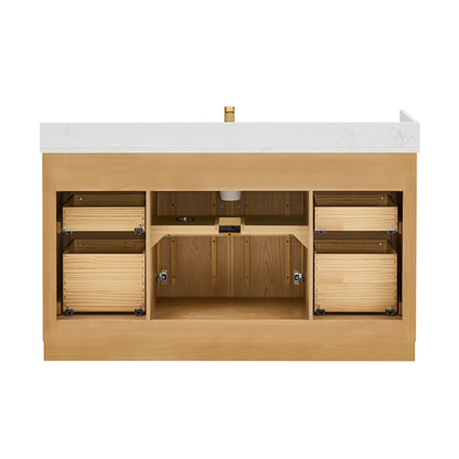 Jakarta 60" Freestanding Single Bath Vanity in Oak Natural Brown