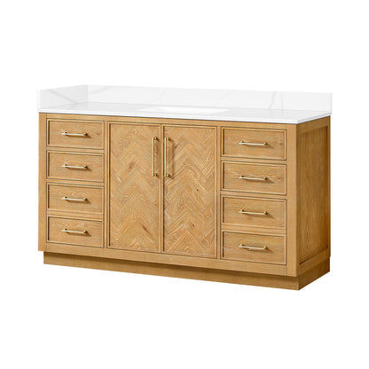 Jakarta 60" Freestanding Single Bath Vanity in Oak Natural Brown
