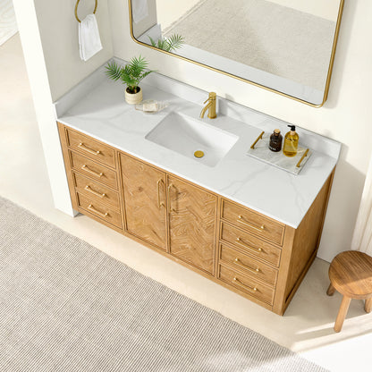 Jakarta 60" Freestanding Single Bath Vanity in Oak Natural Brown