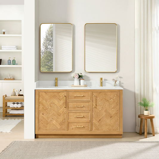 Jakarta 60M" Freestanding Double Bath Vanity in Oak Natural Brown