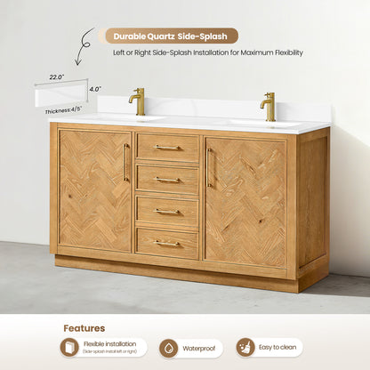 Jakarta 60M" Freestanding Double Bath Vanity in Oak Natural Brown