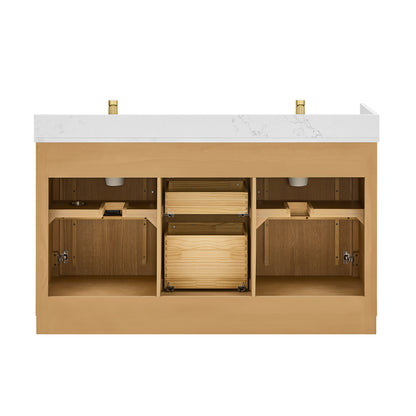 Jakarta 60M" Freestanding Double Bath Vanity in Oak Natural Brown