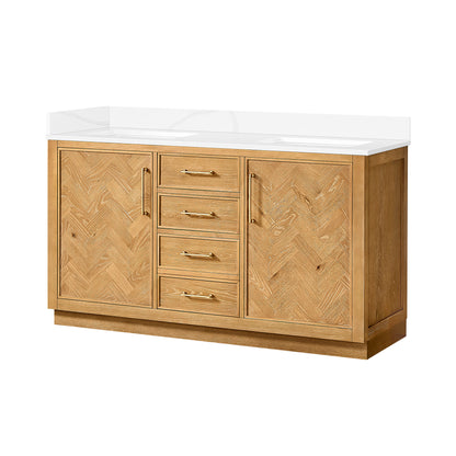 Jakarta 60M" Freestanding Double Bath Vanity in Oak Natural Brown
