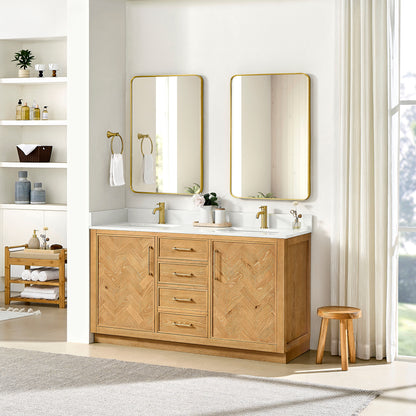 Jakarta 60M" Freestanding Double Bath Vanity in Oak Natural Brown