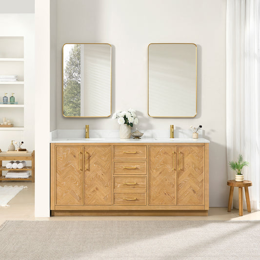 Jakarta 72" Freestanding Double Bath Vanity in Oak Natural Brown