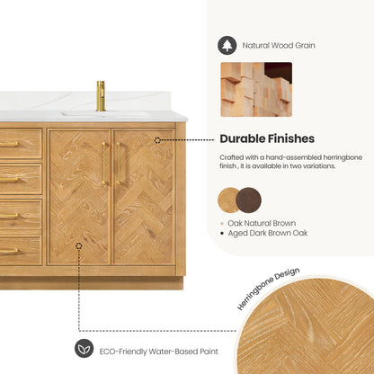 Jakarta 72" Freestanding Double Bath Vanity in Oak Natural Brown