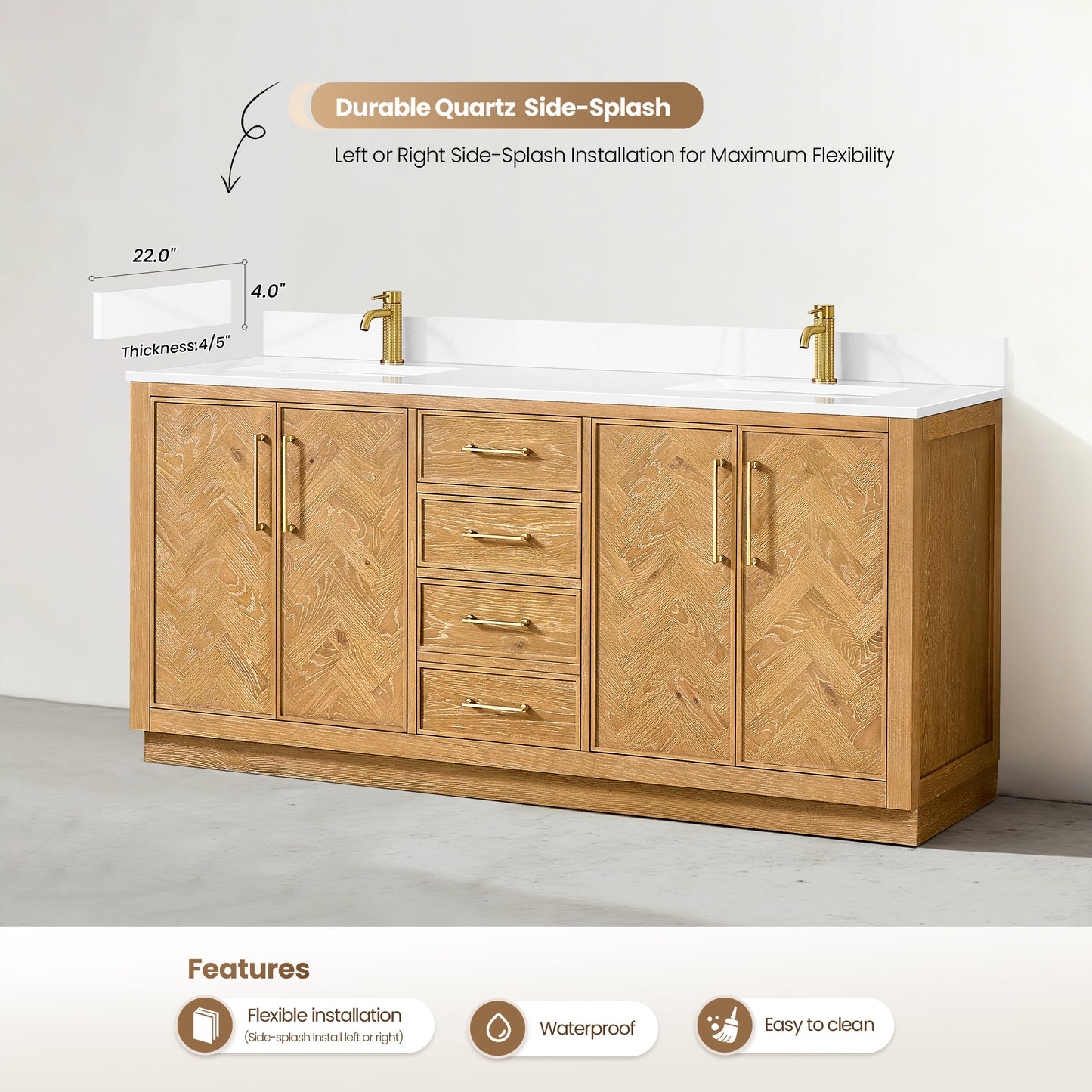 Jakarta 72" Freestanding Double Bath Vanity in Oak Natural Brown