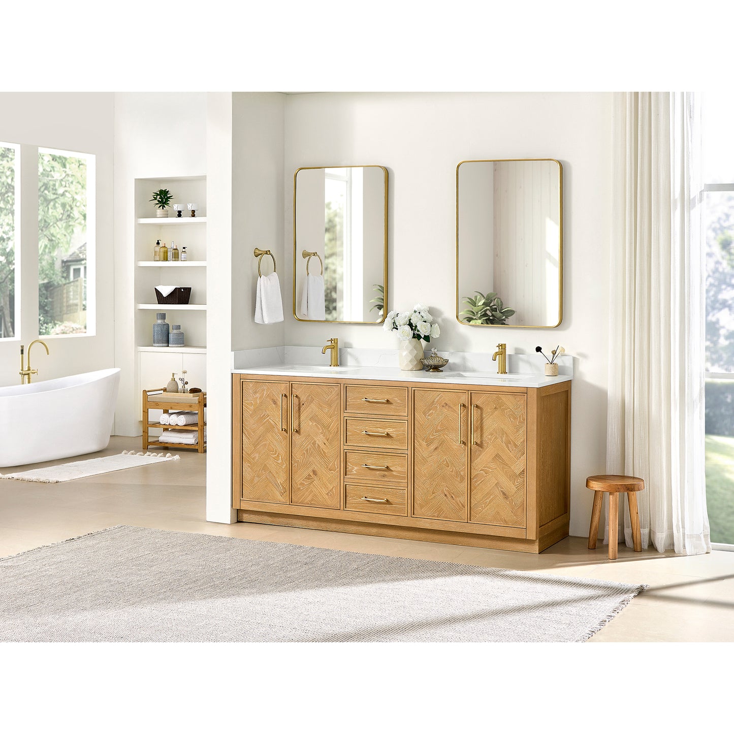 Jakarta 72" Freestanding Double Bath Vanity in Oak Natural Brown