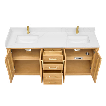 Jakarta 72" Freestanding Double Bath Vanity in Oak Natural Brown