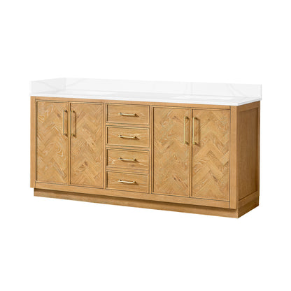Jakarta 72" Freestanding Double Bath Vanity in Oak Natural Brown
