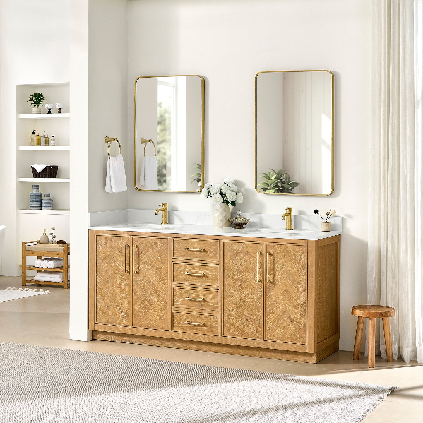 Jakarta 72" Freestanding Double Bath Vanity in Oak Natural Brown
