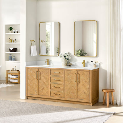Jakarta 72" Freestanding Double Bath Vanity in Oak Natural Brown