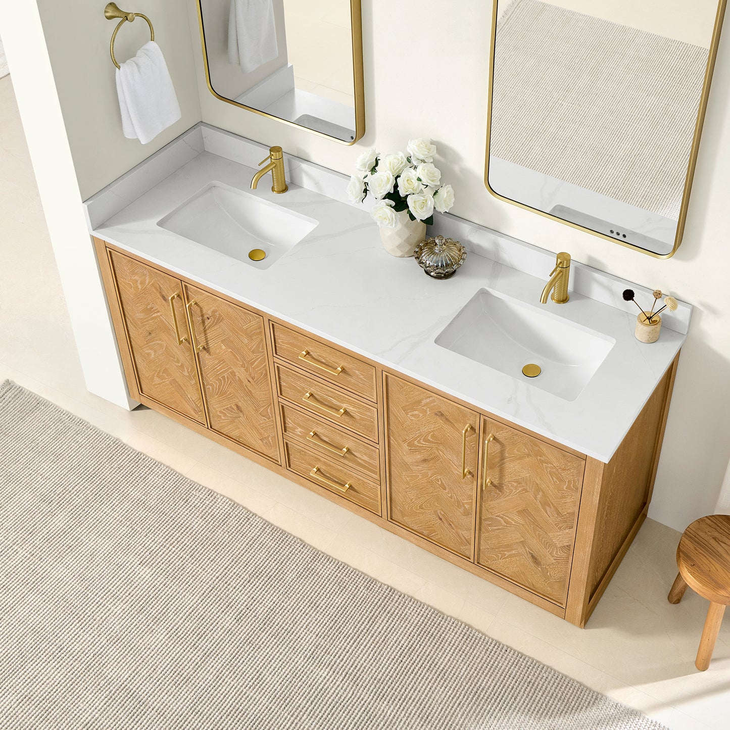 Jakarta 72" Freestanding Double Bath Vanity in Oak Natural Brown