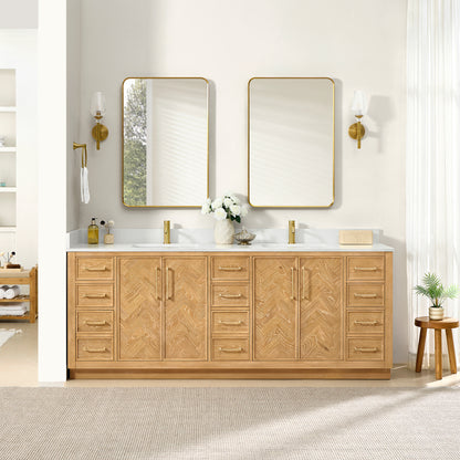 Jakarta 84" Freestanding Double Bath Vanity in Oak Natural Brown