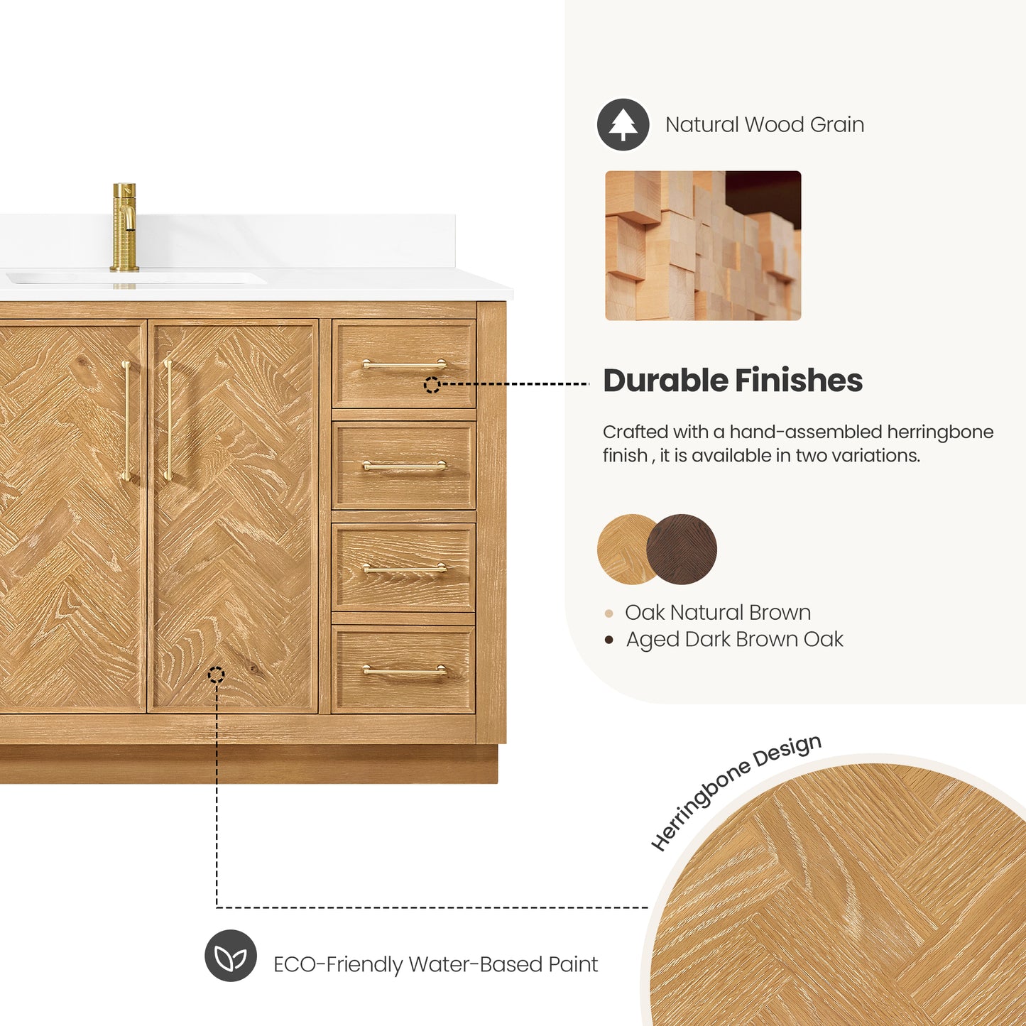 Jakarta 84" Freestanding Double Bath Vanity in Oak Natural Brown