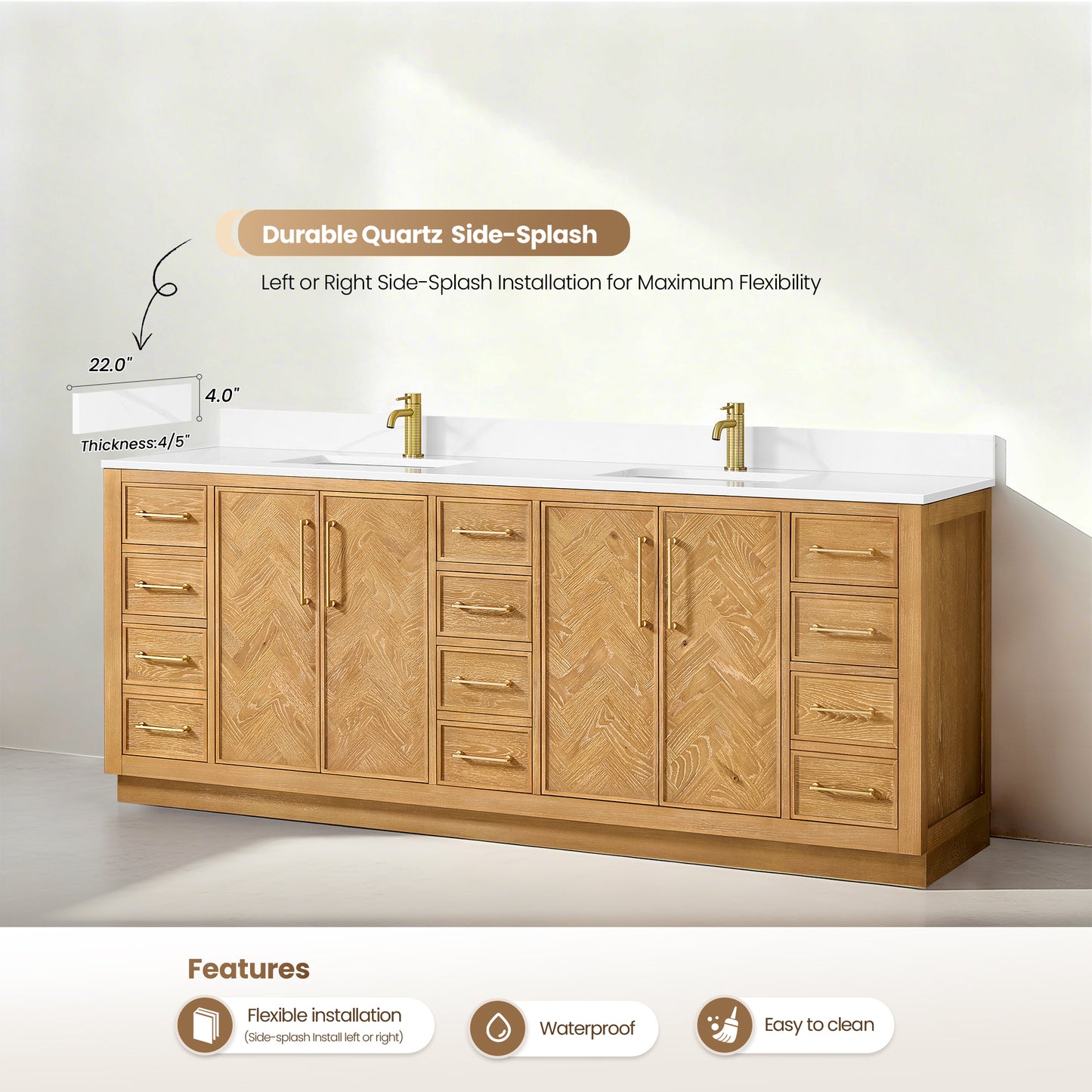 Jakarta 84" Freestanding Double Bath Vanity in Oak Natural Brown