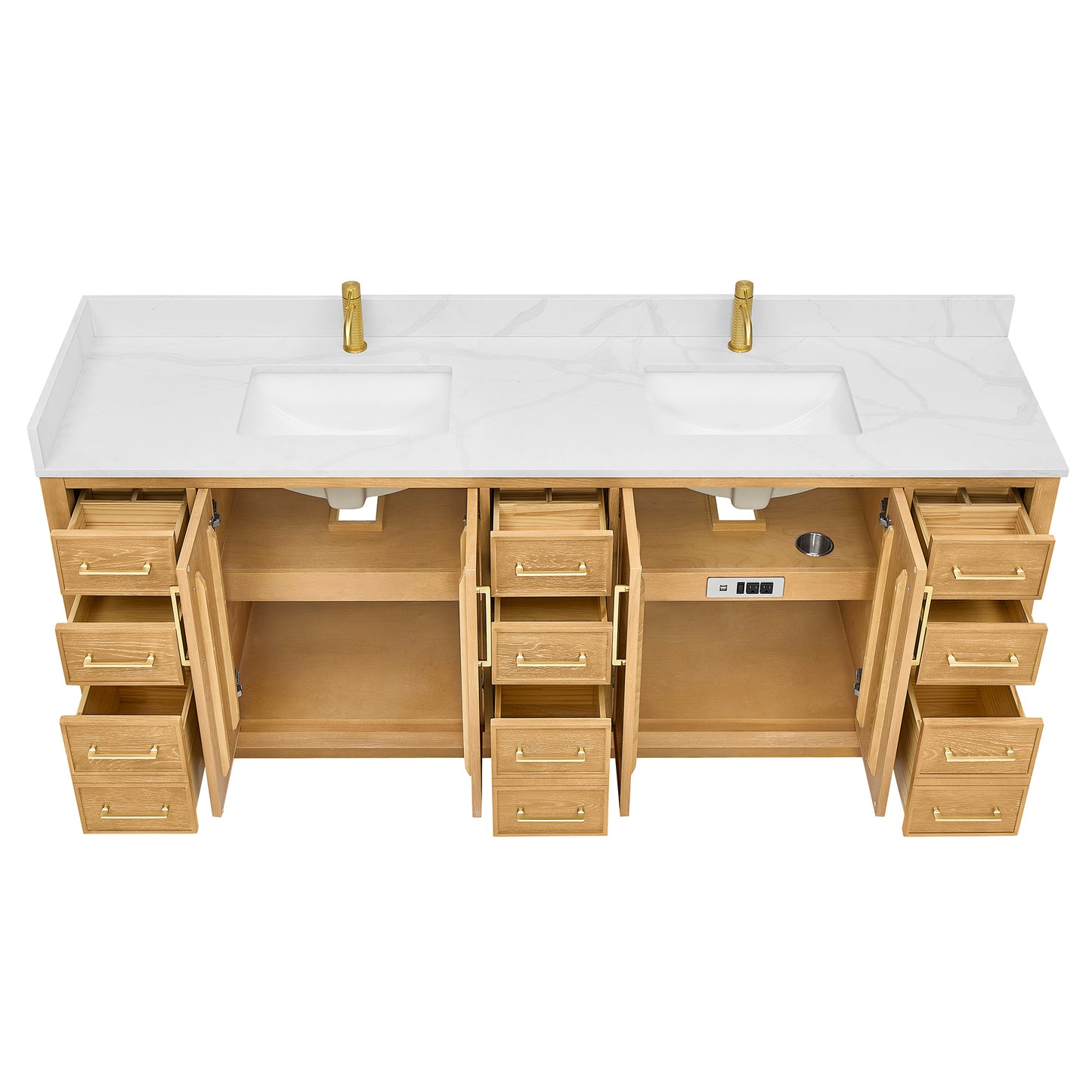Jakarta 84" Freestanding Double Bath Vanity in Oak Natural Brown