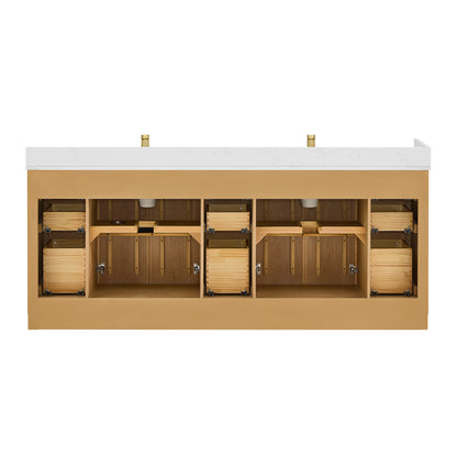 Jakarta 84" Freestanding Double Bath Vanity in Oak Natural Brown