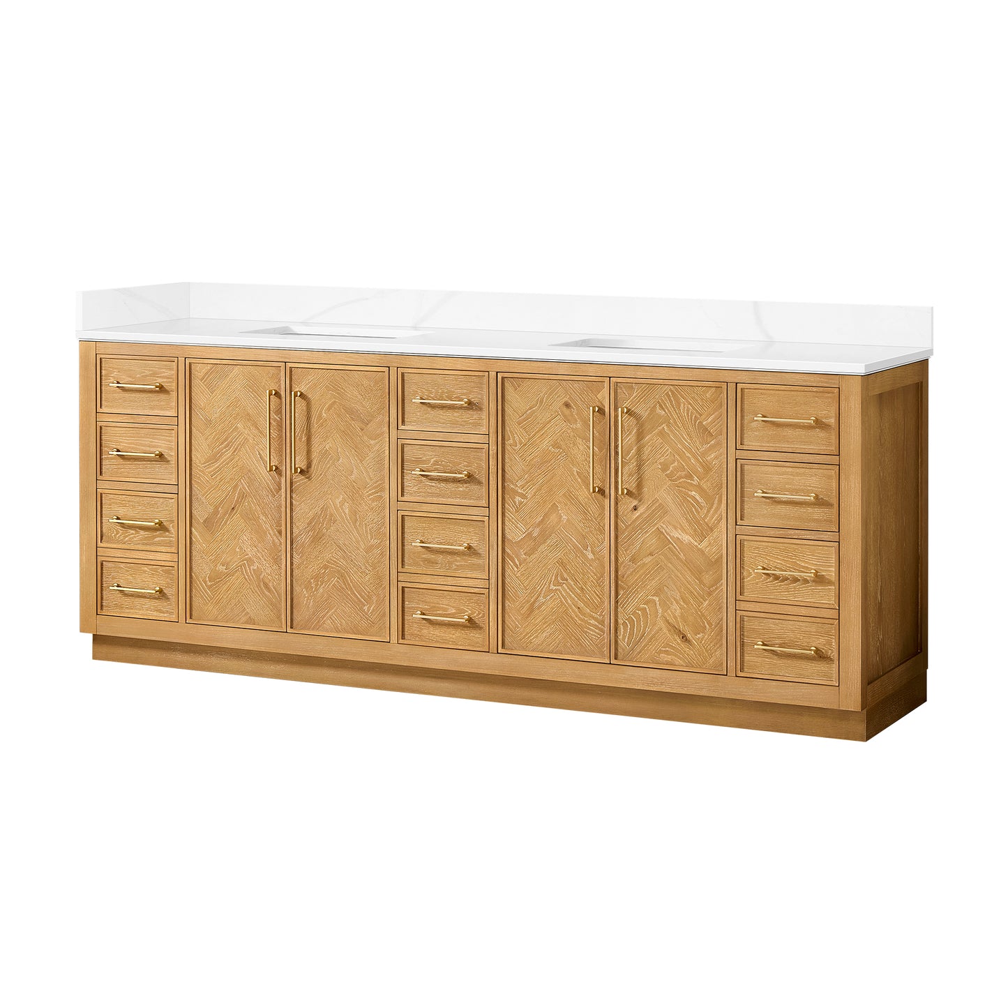 Jakarta 84" Freestanding Double Bath Vanity in Oak Natural Brown